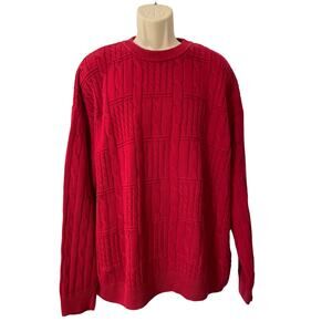 Holiday Red Men's Big and Tall,‎ 2X Cableknit Sweater, 100% Cotton, Round Neck